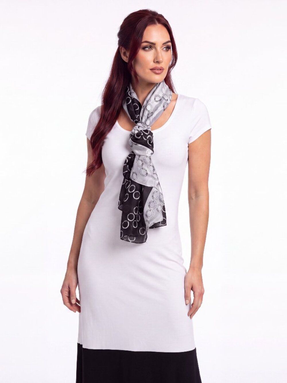 Short Sleeve Color block White Black Side Split Maxi Dress S NWT